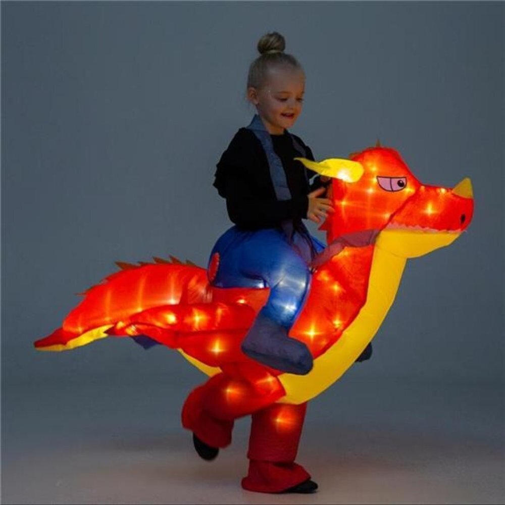 Inflatable T-Rex Dinosaur Costume Kids LED Lights
